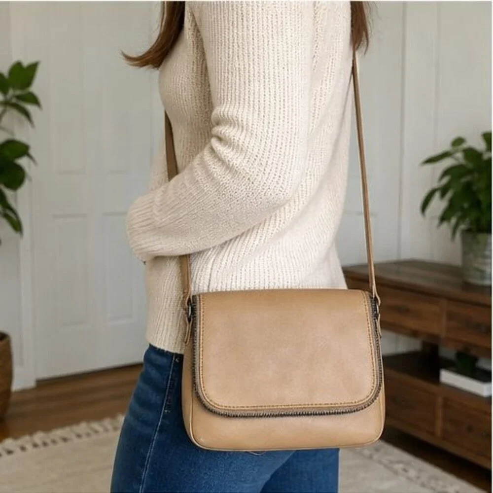 Brown Nylon Crossbody Bag